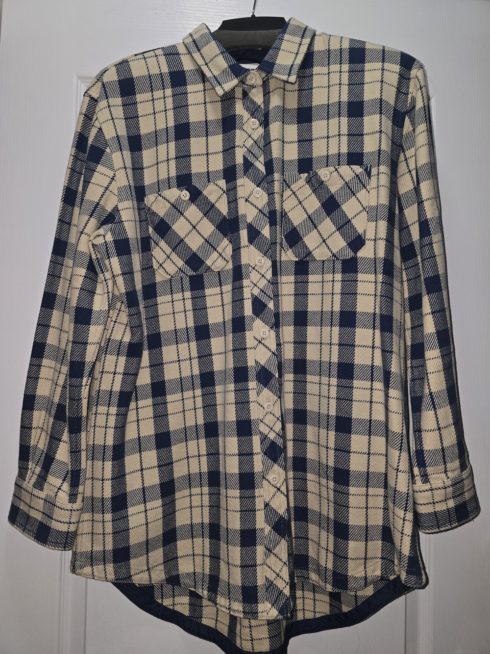 The North Face Cream & Navy Plaid Button-Down Shirt